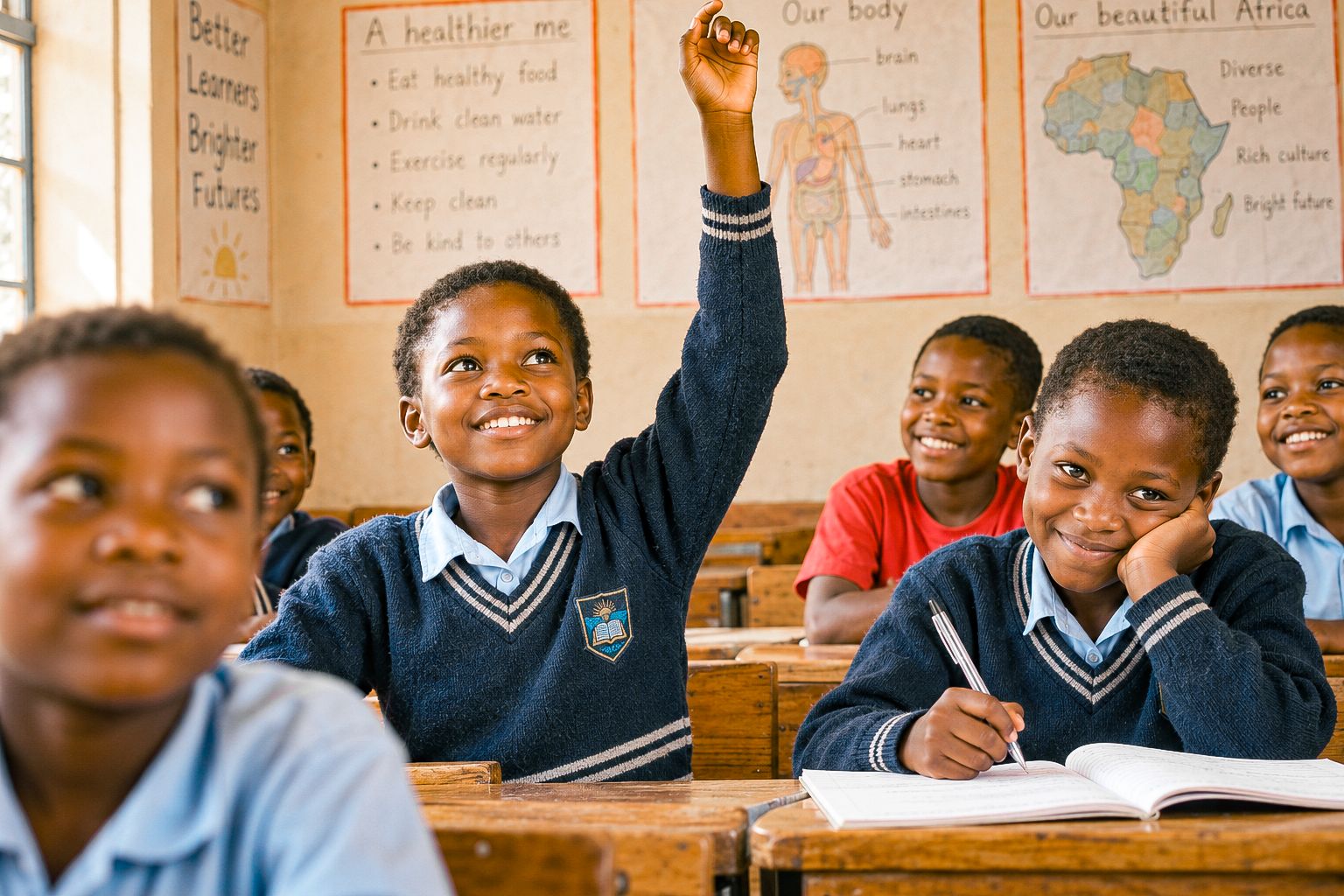 Ghanaian pupils learning in class