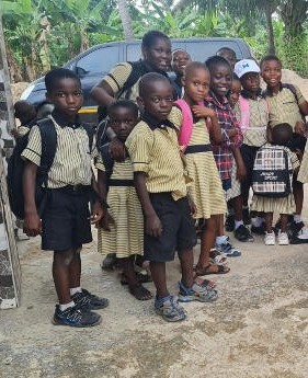 Smiling children in school uniform